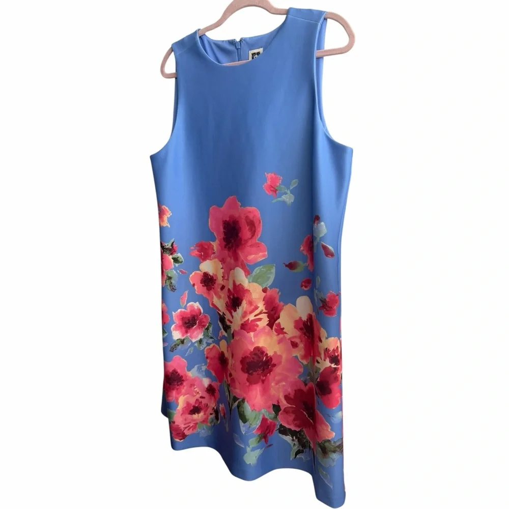 Anne Klein Floral Print Scuba Stretch Sleeveless Dress NEW size 12 - Picture 3 of 9